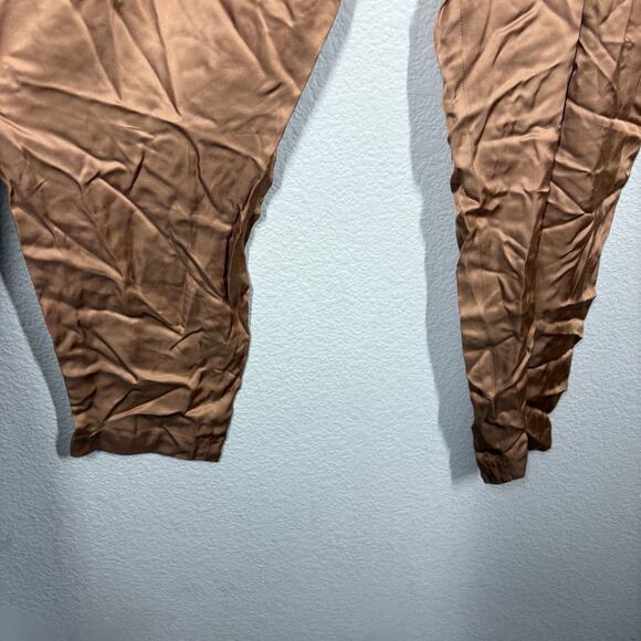 L'agence Womens 2 Paperbag Pants Brown High Waisted Straight Side Pockets - Picture 6 of 9